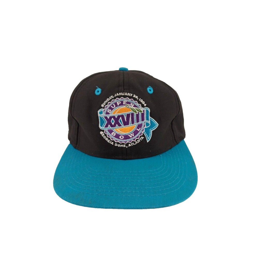 Vintage 1994 NFL Super Bowl XXVIII Black Blue Logo 7 Snapback Cap Hat